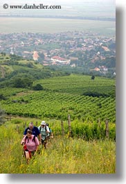 clothes, europe, fields, hats, hikers, hiking, hungary, people, tokaj hills, vertical, photograph