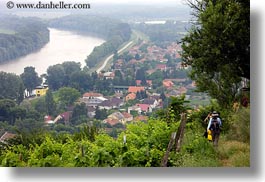 europe, hikers, horizontal, hungary, overlooking, people, tokaj hills, towns, photograph