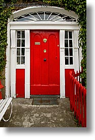 connaught, connemara, doors, europe, fences, ireland, irish, mayo county, red, vertical, western ireland, photograph