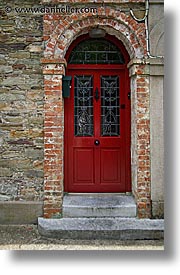 bricks, cork, cork county, doors, europe, ireland, irish, munster, red, vertical, youghal, photograph