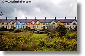 colored, cork county, europe, homes, horizontal, ireland, irish, kerry, kerry penninsula, munster, ring of kerry, rows, waterford county, western ireland, photograph
