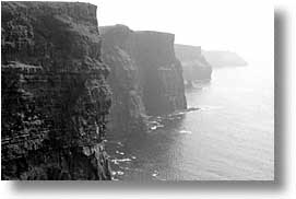 black and white, cliffs, cliffs of moher, cork county, europe, horizontal, ireland, irish, moher cliffs, munster, photograph
