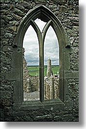 clonmacnois, county shannon, europe, gothic, ireland, shannon, shannon river, vertical, windows, photograph