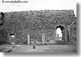 architectural ruins, architectures, babies, black and white, clonmacnois, color composite, county shannon, europe, horizontal, ireland, shannon, shannon river, stones, windows, photograph