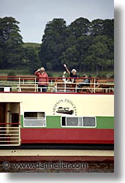 athlone, boats, europe, ireland, irish, river barge, shannon princess, shannon princess ii, vertical, water vessel, waving, photograph