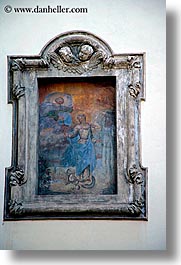 bolzano, dolomites, europe, frescoes, italy, old, religious, vertical, photograph