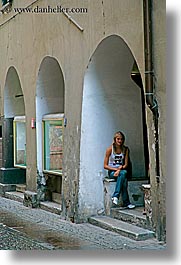 archways, bolzano, dolomites, europe, italy, people, teenagers, vertical, photograph