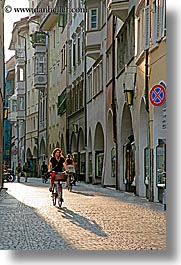 bicycles, bicyclists, bolzano, dolomites, europe, italy, streets, vertical, photograph
