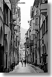 black and white, bolzano, dolomites, europe, italy, pedestrians, streets, vertical, photograph