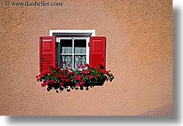 alto adige, dolomites, europe, flowers, horizontal, italy, windows, photograph