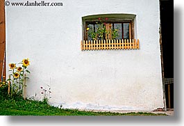 alto adige, dolomites, europe, flowers, horizontal, italy, windows, photograph