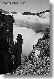 alto adige, black and white, clouds, dolomites, europe, italy, latemar, rim, vertical, photograph