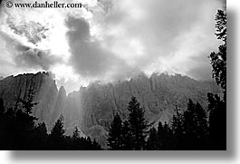 alto adige, black and white, dolomites, europe, horizontal, italy, layered, layered mountains, mountains, photograph