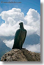 alto adige, dolomites, eagles, europe, italy, statues, vertical, photograph
