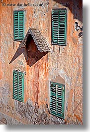 alto adige, dolomites, europe, green, italy, shutters, vertical, windows, photograph