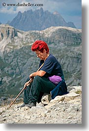 alto adige, dolomites, europe, hikers, italy, people, redhead, vertical, womens, photograph