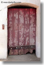alberobello, doors, europe, faded, italy, old, puglia, red, vertical, woods, photograph