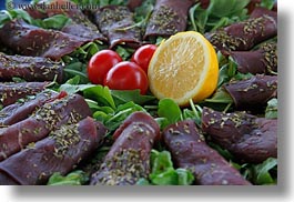 europe, foods, horizontal, italy, lemon, meats, puglia, sliced, tomatoes, photograph