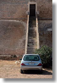 bottom, cars, europe, gallipoli, italy, puglia, stairs, vertical, photograph