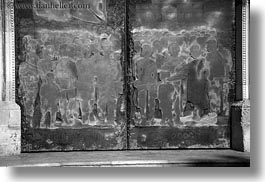 black and white, carvings, churches, copper, doors, europe, horizontal, italy, lecce, puglia, photograph