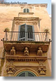 balconies, europe, italy, lecce, puglia, upview, vertical, windows, photograph