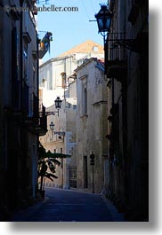 empty, europe, italy, lamp posts, lecce, puglia, streets, vertical, photograph