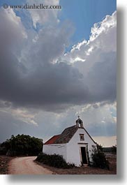 churches, clouds, europe, italy, masseria murgia albanese, noci, puglia, small, vertical, photograph