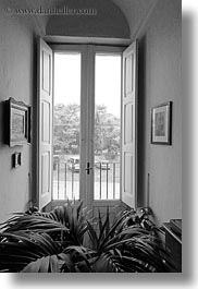 black and white, europe, houses, interiors, italy, masseria murgia albanese, noci, puglia, vertical, windows, photograph