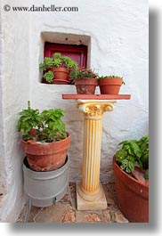 europe, flowers, italy, masseria murgia albanese, noci, plants, pots, puglia, vertical, photograph
