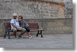 benches, europe, horizontal, italy, lovers, otranto, people, puglia, photograph