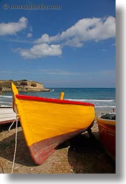 beaches, boats, europe, italy, porticciolo, puglia, vertical, yellow, photograph