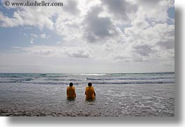 beaches, chairs, clouds, coast, europe, horizontal, italy, porticciolo, puglia, two, womens, photograph