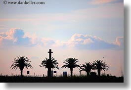 crosses, europe, horizontal, italy, nature, palm trees, puglia, seaside, silhouettes, sky, sun, sunsets, photograph