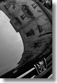 abstracts, black and white, buildings, cars, europe, italy, puglia, reflecting, taranto, vertical, windows, photograph