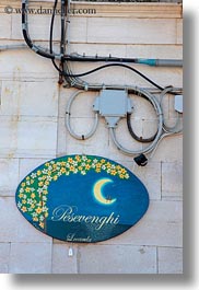 arts, electric, europe, italy, moon, puglia, signs, trani, vertical, wires, photograph