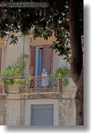 balconies, europe, italy, old, people, puglia, trani, vertical, womens, photograph