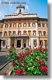 buildings, europe, italy, parliament, rome, roses, vertical, photograph