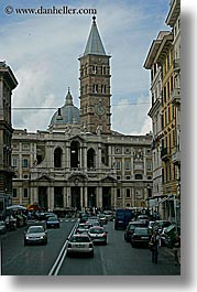 buildings, clock tower, europe, italy, rome, traffic, vertical, photograph
