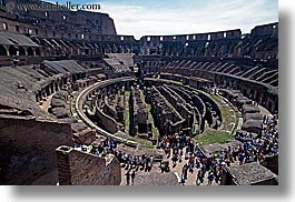 architectural ruins, buildings, colosseum, crowds, europe, horizontal, interiors, italy, landmarks, people, rome, structures, photograph