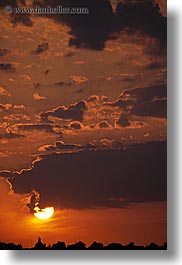 clouds, europe, houses, italy, nature, rome, silhouettes, sky, sun, sunsets, vertical, photograph