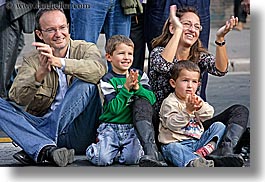 clapping, emotions, europe, families, happy, horizontal, italy, people, rome, smiles, photograph