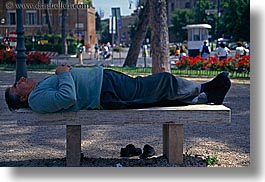 benches, europe, horizontal, italy, lying, men, people, rome, senior citizen, stones, photograph