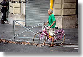 bicycles, europe, horizontal, italy, men, people, pink, rome, photograph