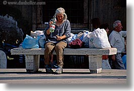 benches, bottles, europe, horizontal, italy, people, rome, water, womens, photograph