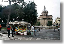 architectural ruins, domes, europe, fruits, horizontal, italy, rome, stands, photograph