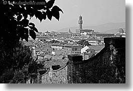 black and white, cities, cityscapes, europe, florence, horizontal, italy, tuscany, photograph