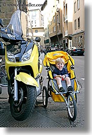 boys, childrens, europe, florence, happy, italy, jacks, motorcycles, people, stroller, toddlers, tuscany, vertical, photograph