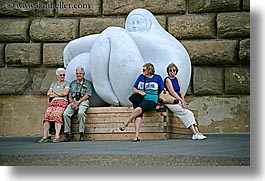 arts, couples, europe, florence, horizontal, italy, men, modern art, people, sculptures, sitting, tuscany, womens, photograph