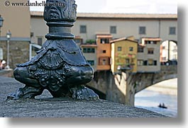 base, boats, bridge, europe, florence, horizontal, italy, lamp posts, ponte vecchio, rivers, row boat, tuscany, photograph
