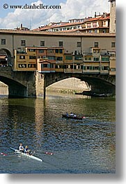 boats, bridge, clouds, europe, florence, italy, ponte vecchio, rivers, row boat, tuscany, vertical, photograph